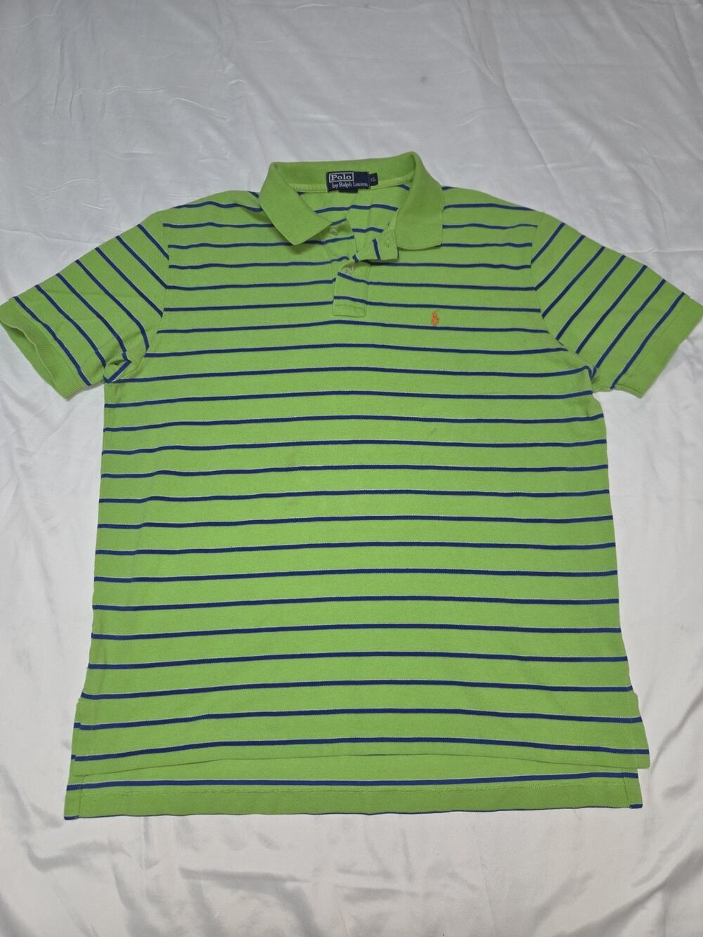 Polo Ralph Lauren Men's Green Short Sleeve Polo Shirt Size Xl Striped